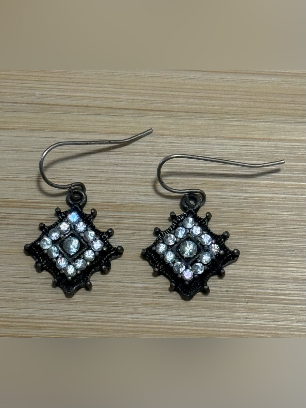 Crystal Accent Black Drop Earrings